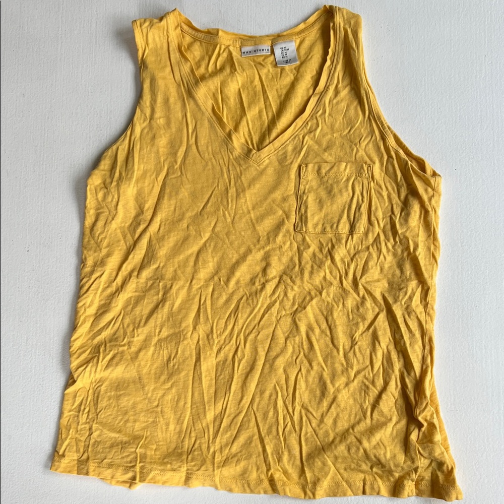 Max Studio Yellow V-Neck Tank Top